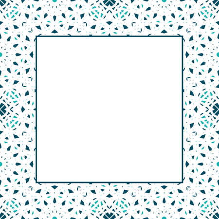 Oriental ornamental mosaic border. Arabic design for page decoration. Vector asian square frameのイラスト素材