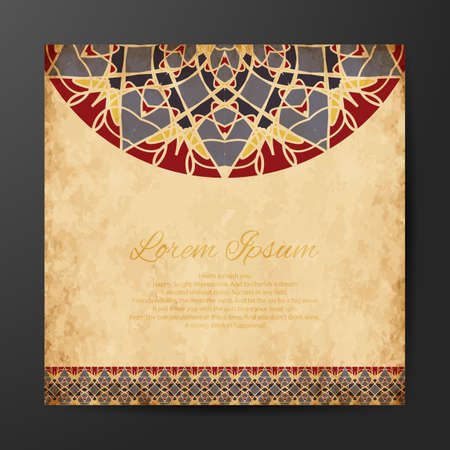 Mandala design for book cover with paper background. Card or invitation. Vintage decorative elements. Islam, Arabic, Indian, ottoman motifs. Vector illustration.のイラスト素材