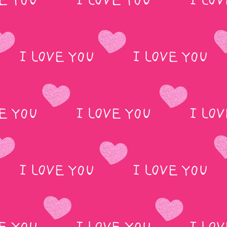 Seamless pattern with hearts and hand inscription i love you. Stock Vector.のイラスト素材