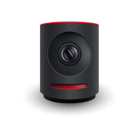 Live Event Camera for select Android and devices. Black color. Realistic vector camera isolated on white background. Stock illustration.のイラスト素材