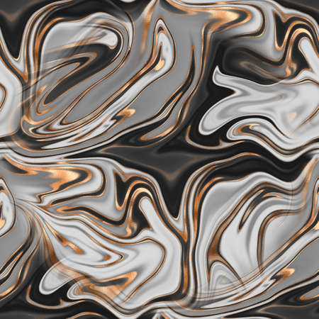 Abstract Liquid marble seamless background, print with black, grey, white color and gold lines glitter texture.の写真素材