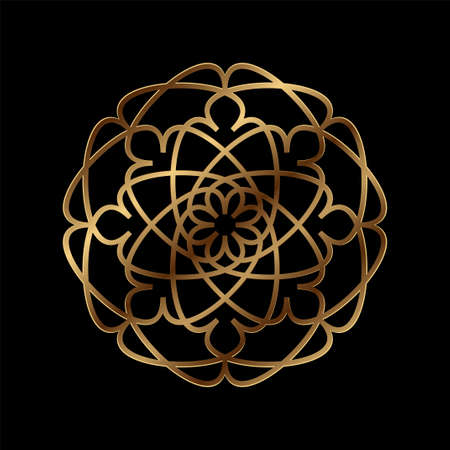 Abstract golden vector, decorative geometric ornament, black and gold mandala. Vectorのイラスト素材