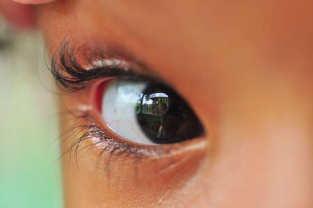 Little Afro-Caribbean girl eyelashesの写真素材