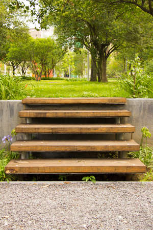 wooden staircase in perqueの写真素材
