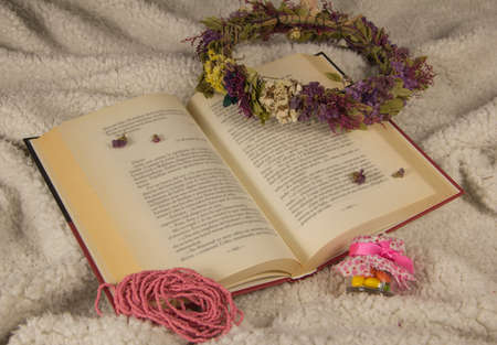 book and flowersの写真素材