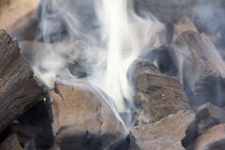 bonfire of coal, fire, smoke