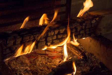 bonfire of coal, fire, smokeの写真素材