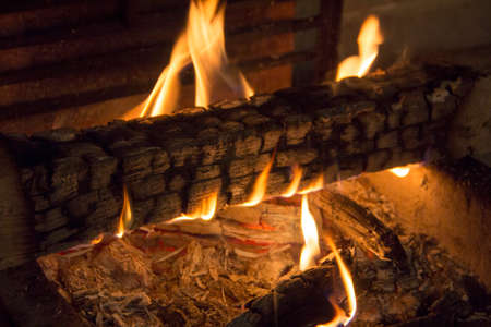 bonfire of coal, fire, smokeの写真素材