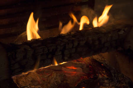 bonfire of coal, fire, smokeの写真素材