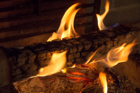 bonfire of coal, fire, smokeの写真素材