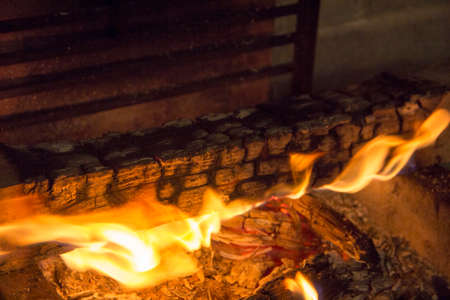 bonfire of coal, fire, smokeの写真素材