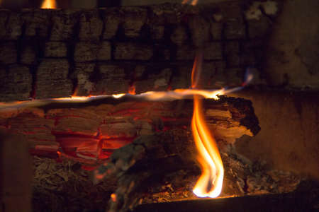 bonfire of coal, fire, smokeの写真素材