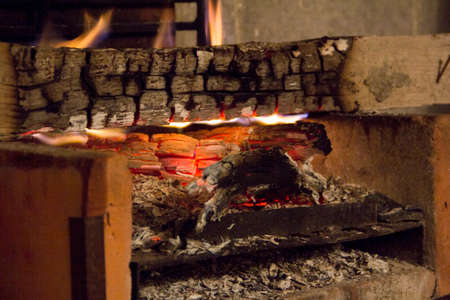 bonfire of coal, fire, smokeの写真素材