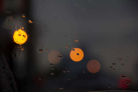 blur water on glassの写真素材