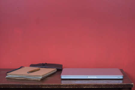 table with books and other elementsの写真素材