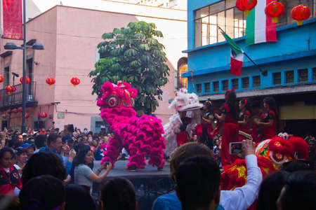 Chinese New Year celebration in Mexico City's Chinatownのeditorial素材