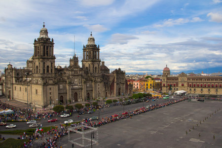 Plaza de la ConstituciÃ³n in the national month in Mexico City, September 2019のeditorial素材