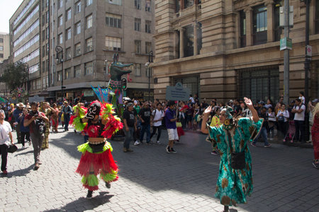 Alebrijes parade through the streets of downtown Mexico City, capital of Mexico on October 19, 2019.のeditorial素材