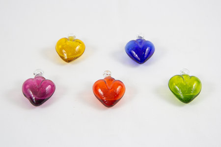 Glass beads, Glass hearts, artisan item for craftsの写真素材