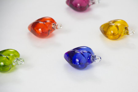 Glass beads, Glass hearts, artisan item for craftsの写真素材
