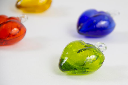 Glass beads, Glass hearts, artisan item for craftsの写真素材