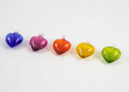 glass beads for decoration in the shape of a heartの写真素材
