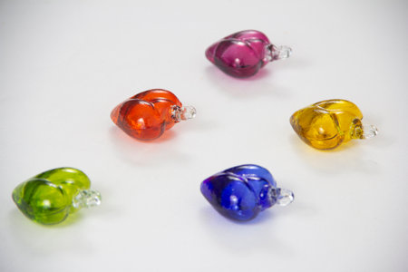 Glass beads, Glass hearts, artisan item for craftsの写真素材