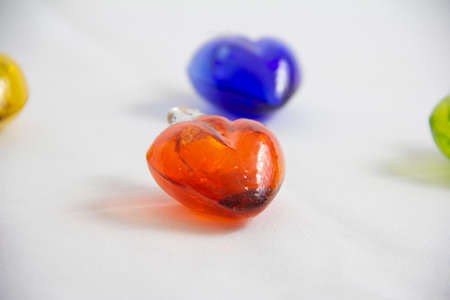 glass beads for decoration in the shape of a heartの写真素材