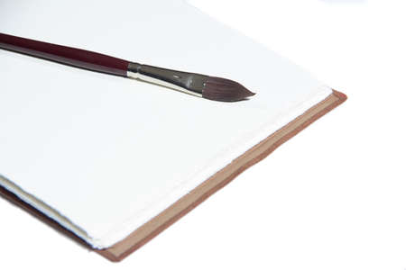 100 cotton paper watercolor notebook with leather coverの写真素材