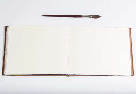 100 cotton paper watercolor notebook with leather coverの写真素材