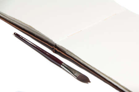 100 cotton paper watercolor notebook with leather coverの写真素材