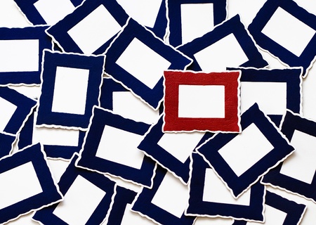 Many Blue   One Red Framesの写真素材