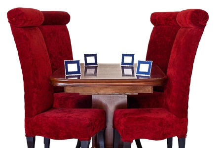 Red Chairs   Name Tag around Tableの写真素材