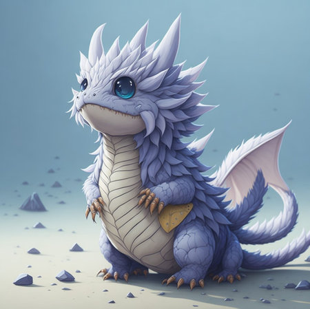 3d rendering of a fantasy dragon with blue eyes and wings.の素材