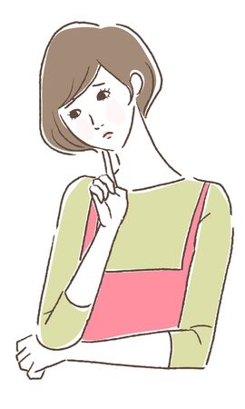 Illustration of a worried young housewifeのイラスト素材