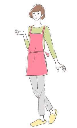 Housewife in a pose to introduceのイラスト素材