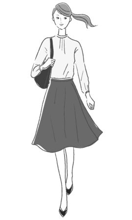 Office worker woman walking illustration vectorのイラスト素材