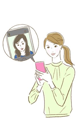 A woman having a conversation over a mobile phoneのイラスト素材