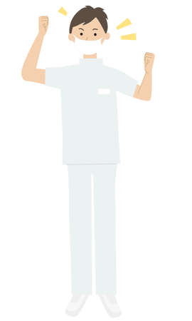 Illustration of a doctor doing a guts poseのイラスト素材