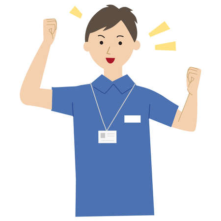 Care staff pose vector illustrationのイラスト素材