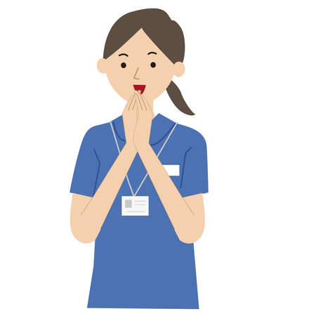 Care worker woman pose illustrationのイラスト素材