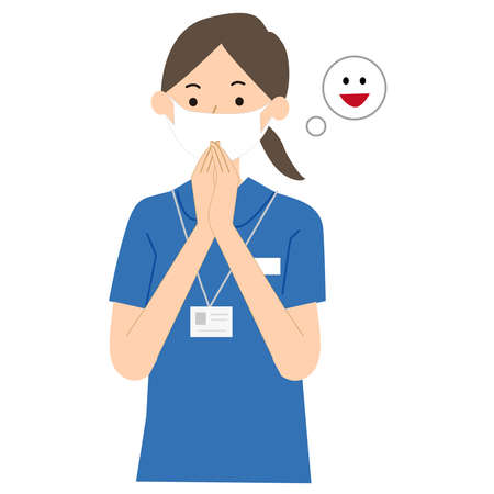 Care worker woman pose illustrationのイラスト素材