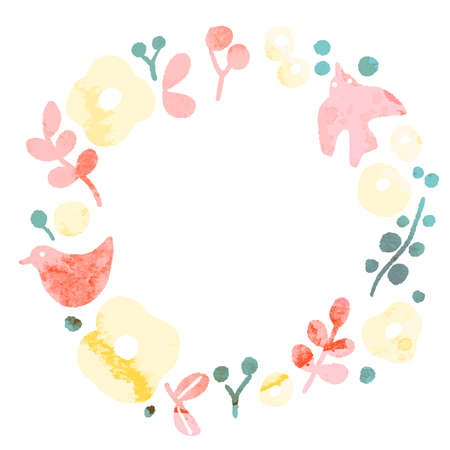 Flower circle illustration vector materialのイラスト素材
