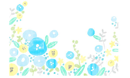 Nordic style hand-painted watercolor materialのイラスト素材
