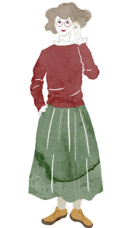 Illustration of a woman in autumn 
clothesの写真素材