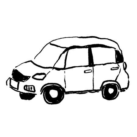 Fashionable car vector line drawingのイラスト素材