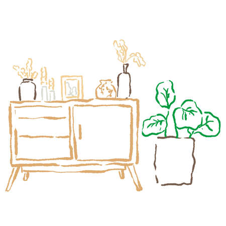 Fashionable line art in the interiorのイラスト素材