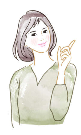 Watercolor Illustrations of Beautiful Womanの写真素材