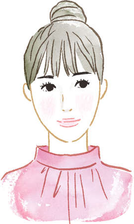 Watercolor Illustrations of Beautiful Womanの写真素材