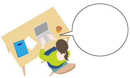 woman and note pcのイラスト素材